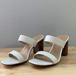 White heeled sandals